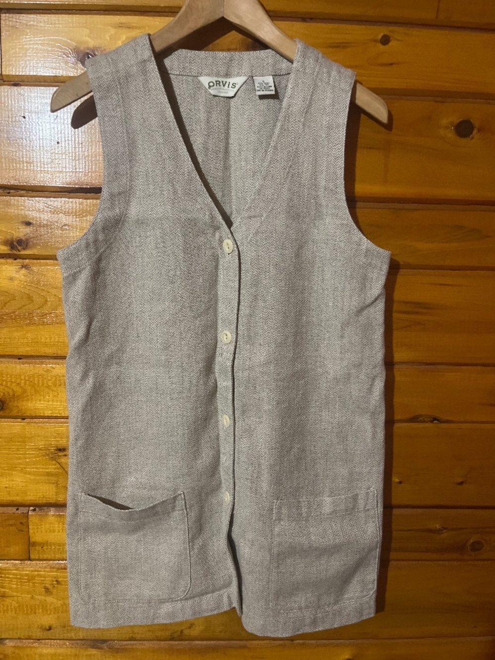Heavyweight Hemp Yak Herringbone V-neck Button up Vest